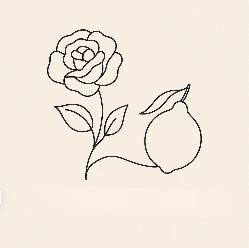 Maison de Soleil Our Story organic ingredients of luxury fragrance. Heart notes of Damascene Rose and Bergamot.